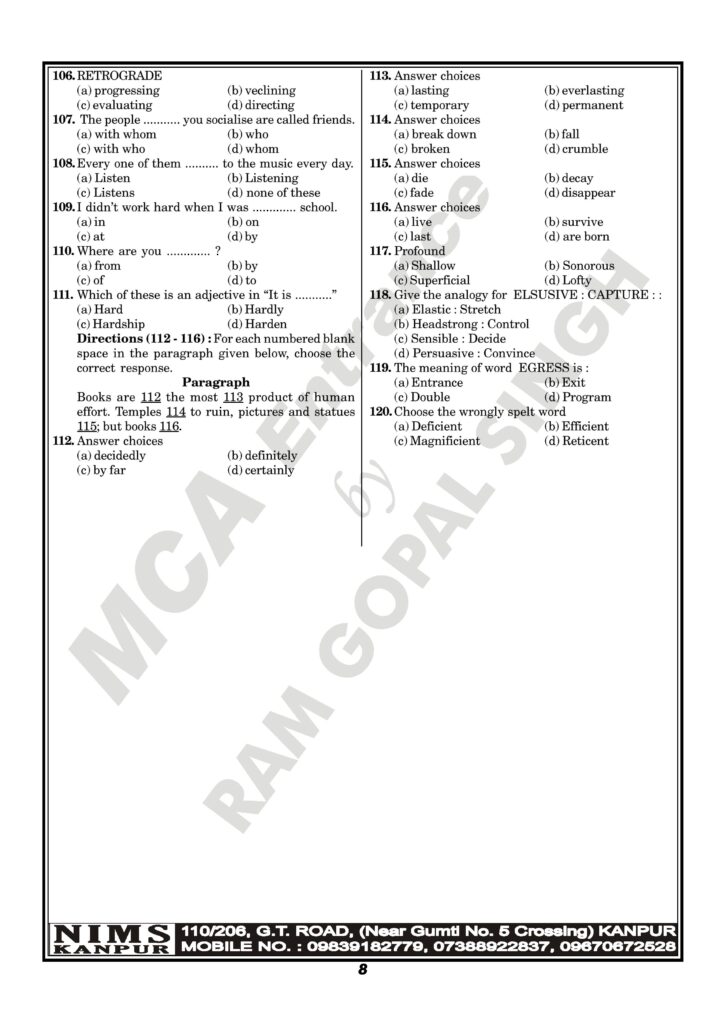 nimcet 2011 8
